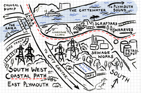 Hand-drawn map of The Laira, Plymouth